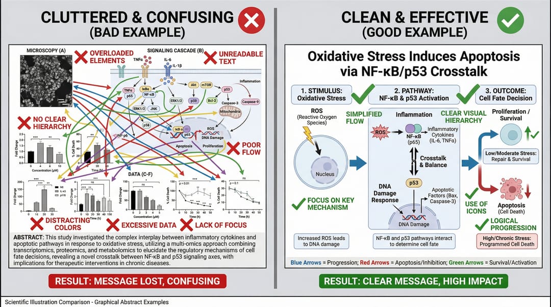 Good vs bad graphical abstract comparison