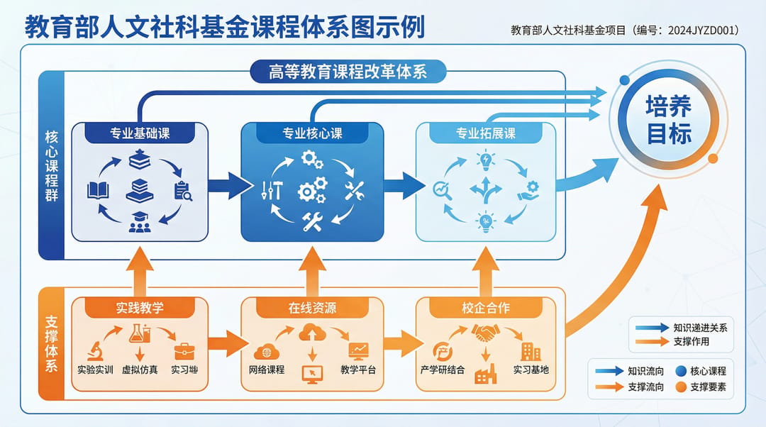JST向けシステム構成図の生成例(基盤・コア技術・応用の各レイヤーをモジュールで表現)