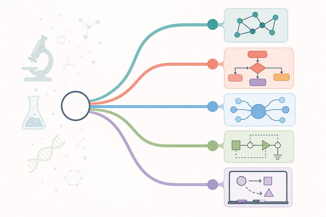 Verzweigende Entscheidungspfade zu verschiedenen Diagramm-Tools