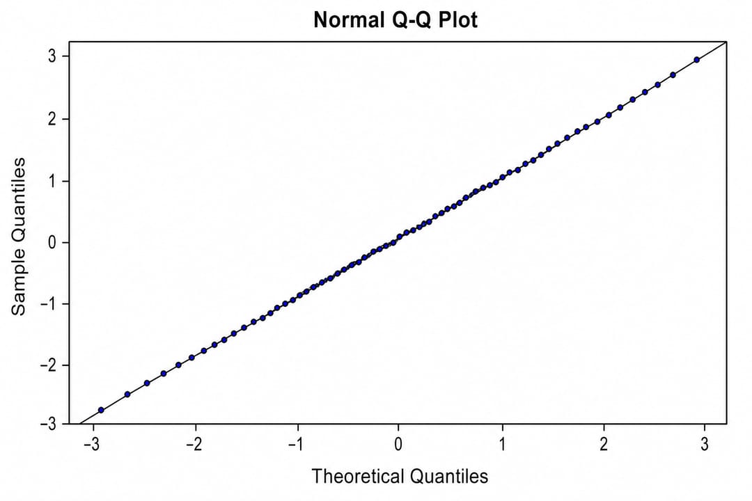 Gráfico Q-Q normal con observaciones cercanas a la línea diagonal de referencia